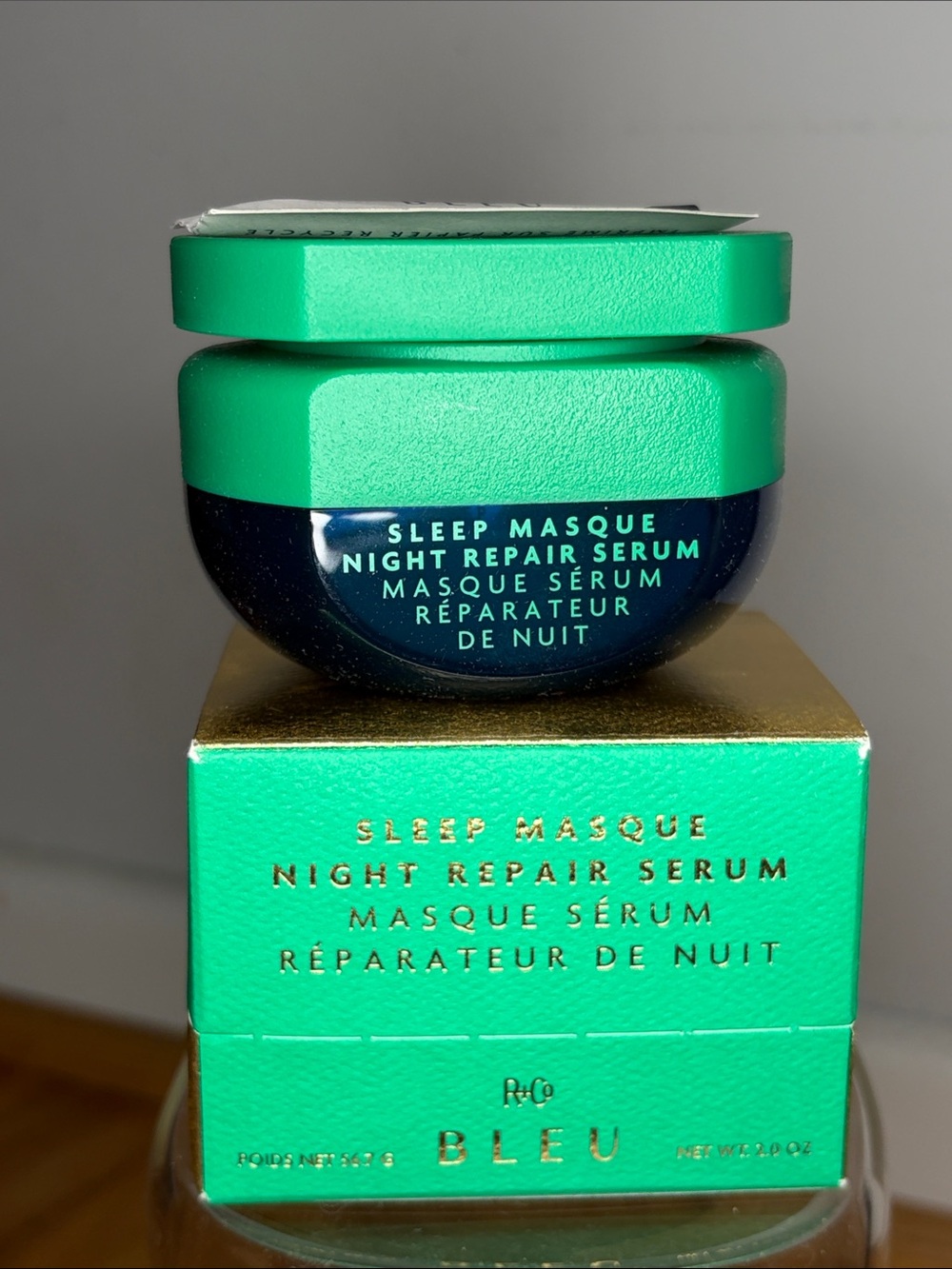 R+Co BLEU Green and Navy Sleep Masque Night Repair Serum